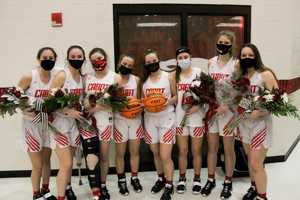 Lady Panthers Seniors Group Picture at Senior Night 2021